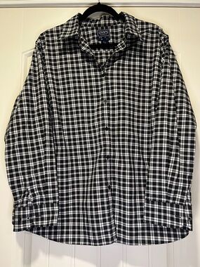 Chaps Black & White Plaid Long-Sleeve Button-Down Shirt